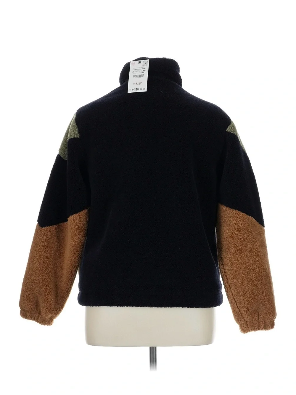 NWT! Zara Colorblock Full Zip Fleece Jacket. Size Women’s Small/Kids Age 13/14.